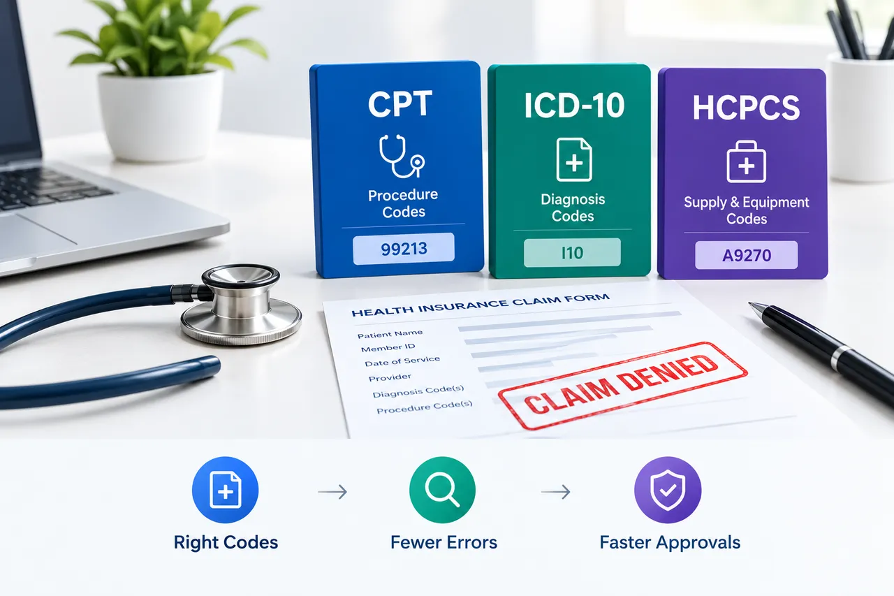 CPT, ICD-10 and HCPCS Codes Explained (and Why Claims Deny)